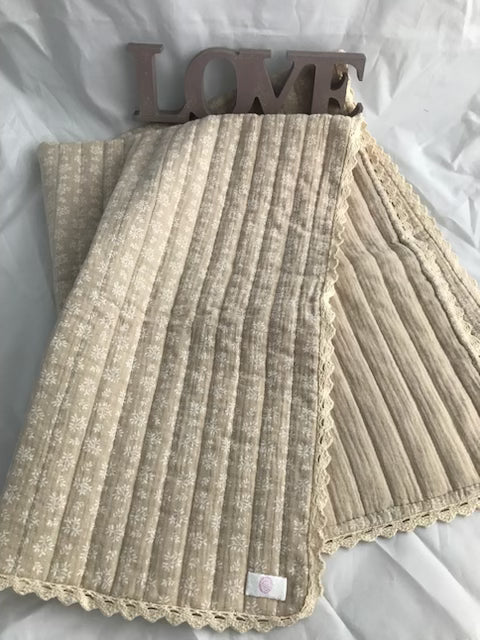 Natural Meesa quilted Baby Mat, Baby Blanket, Baby Nursery and Children's Bedding