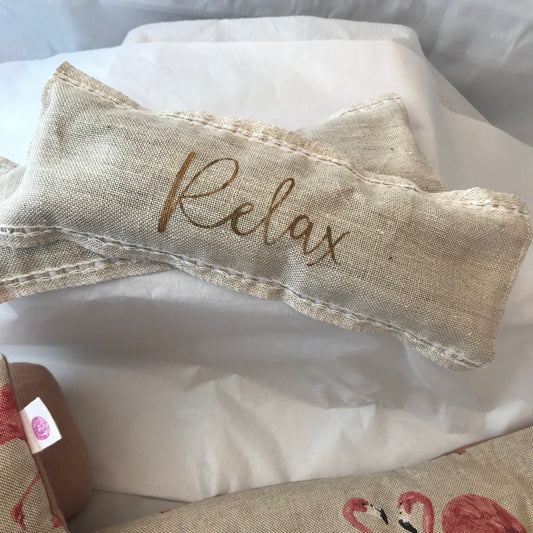 Grain and Lavender all natural Linen Eye Pillows with a cooling white cotton backing. Great for your well-being, this eye pillow is perfect after a yoga session or when soaking in the bath. Each one is 24cm x 10cm, variants available.
